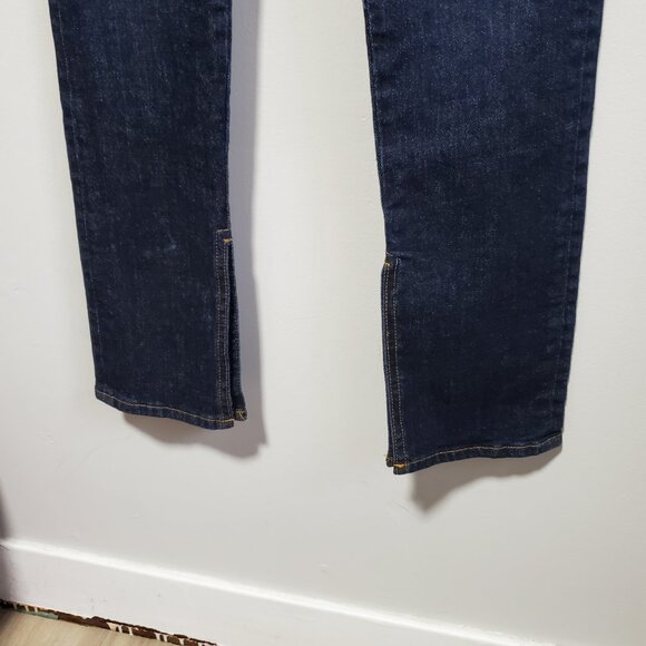 ANTHROPOLOGIE Pilcro The Split Straight Jeans Hi-Rise Dark Blue Women's 26 x 33" - Picture 6 of 16